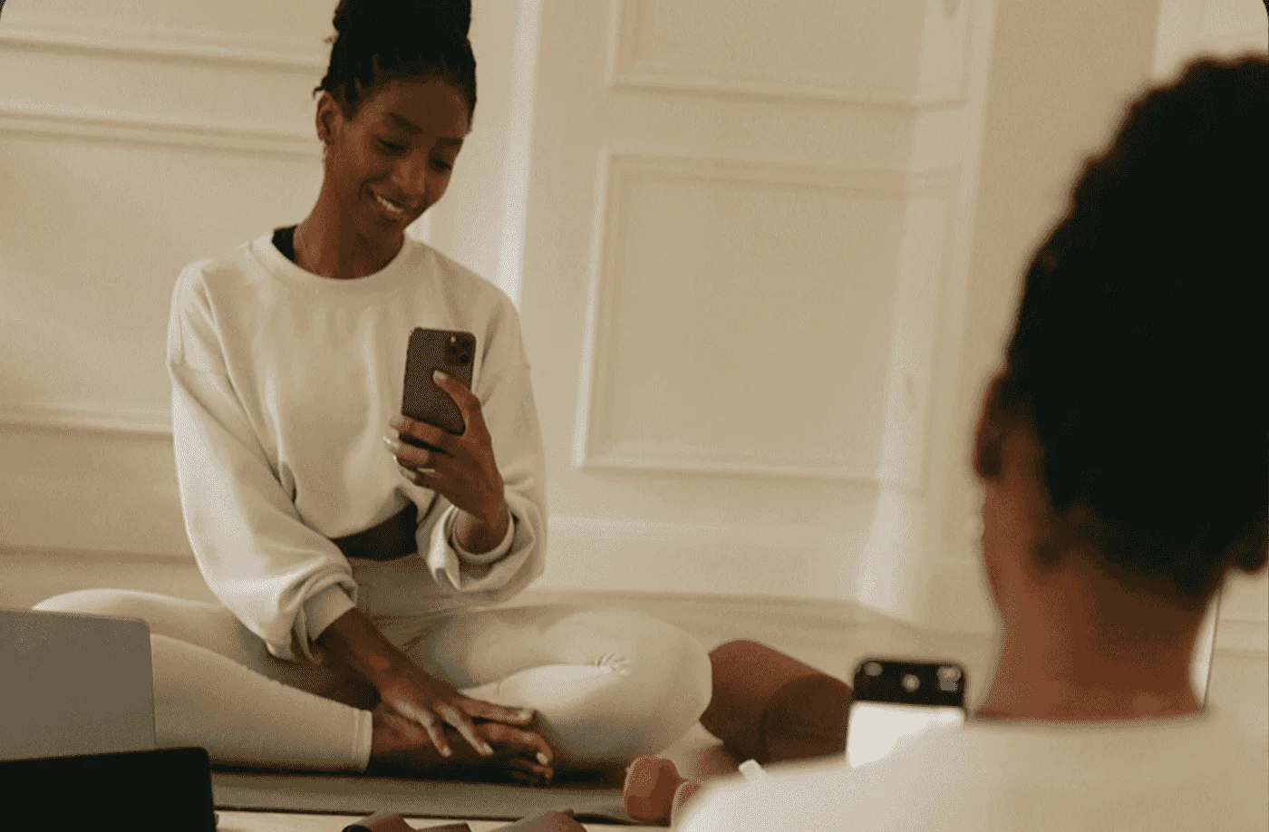Woman smiling during virtual session